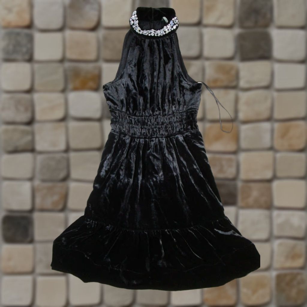 Anthropologie VINTAGE Anthropologie Velvet Dress Womens Petite 00 Black Sleeveless Formal Party Wedding A-Line 2020s Womens Size XXS / US 00 / IT 34 - 1 Thumbnail