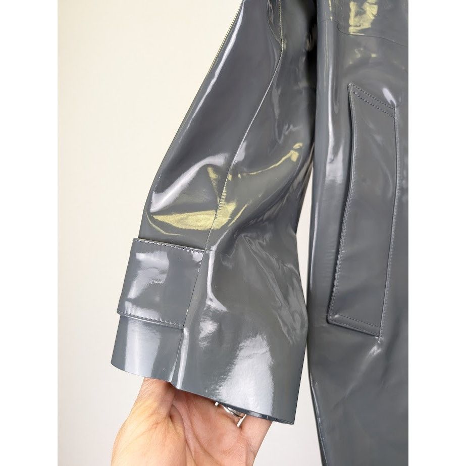 Bottega Veneta o1rshd1 High Shine Leather Calf Coat in Black-Graphite Size XS / US 0-2 / IT 36-38 - 8 Thumbnail