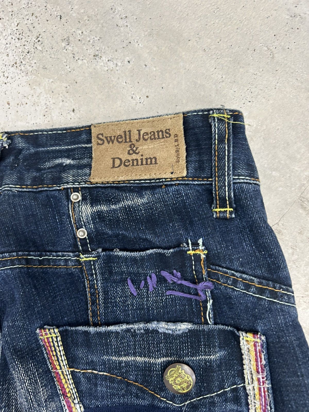 If Six Was Nine Super Flare Swell N Denim Japan Mud Washed Whisker Low Rise Size US 31 - 21 Thumbnail