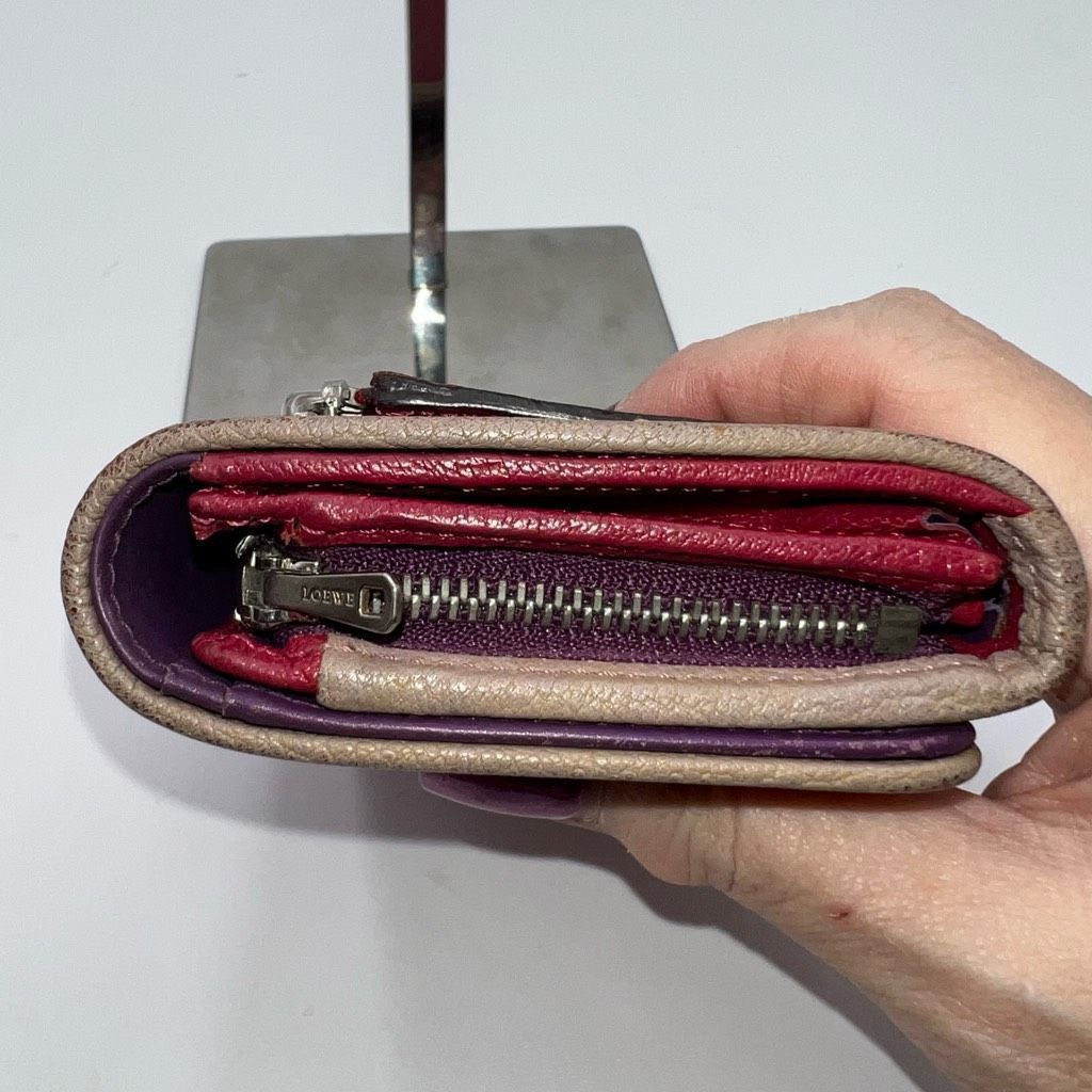 Loewe Loewe Lambskin Wallet with Lock on Zipper pull Red and Purple Interior Size ONE SIZE - 3 Thumbnail
