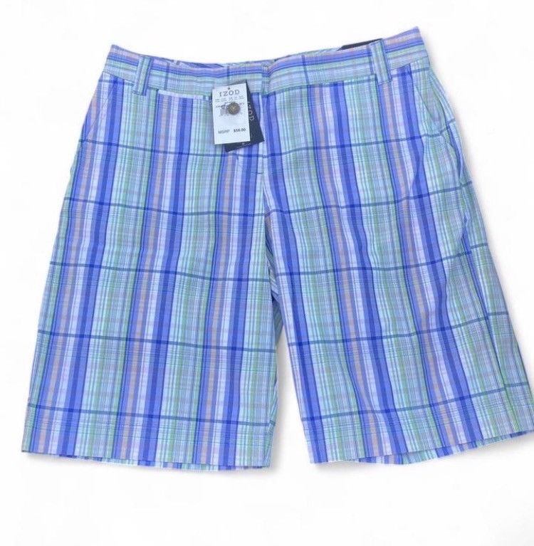 Izod IZOD Golf Plaid Shorts Blue Green Stretch NWT Women’s 6 Size 28" / US 6 / IT 42 - 1 Thumbnail