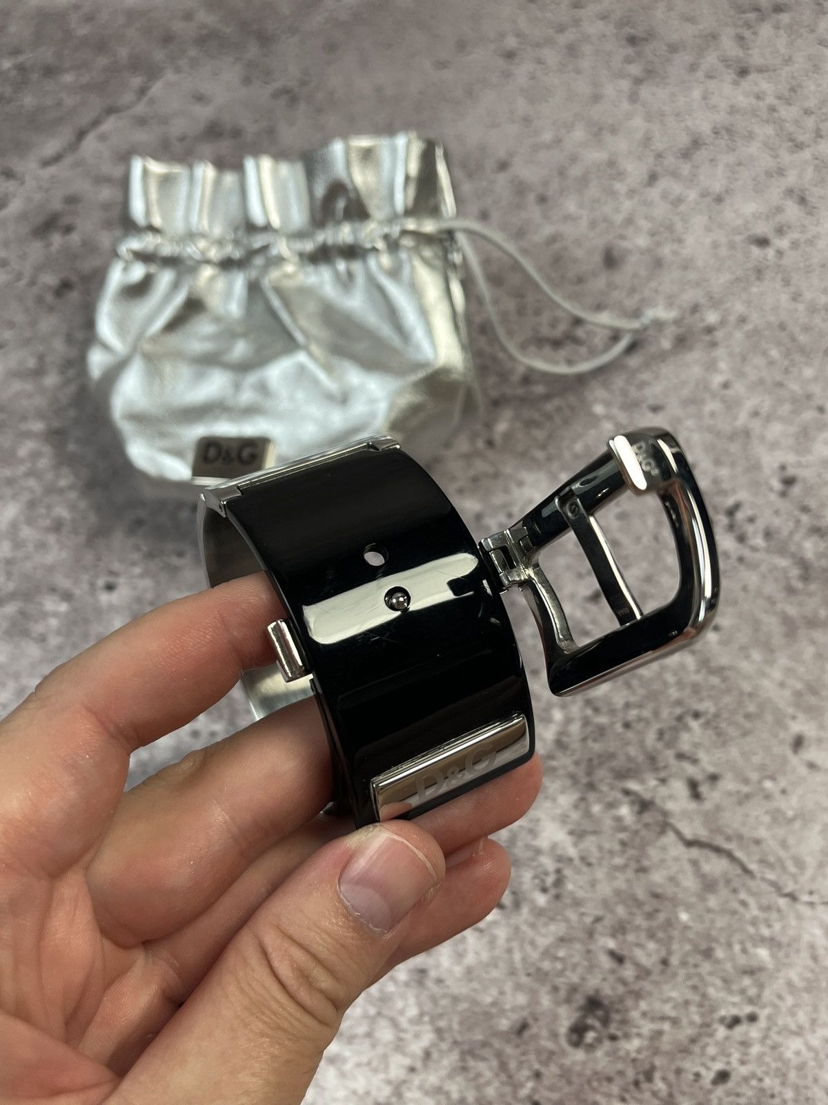 Dolce & Gabbana Vintage🔥DOLCE & GABBANA Black Lucite Chrome Buckle Bracelet Size ONE SIZE - 11 Thumbnail
