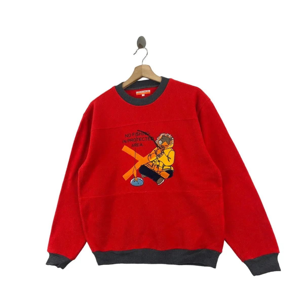 Jean Charles De Castelbajac Vtg CASTELBAJAC SPORT PARIS No Fishing Bear Fleece Sweater Size L / US 10 / IT 46 - 5 Thumbnail