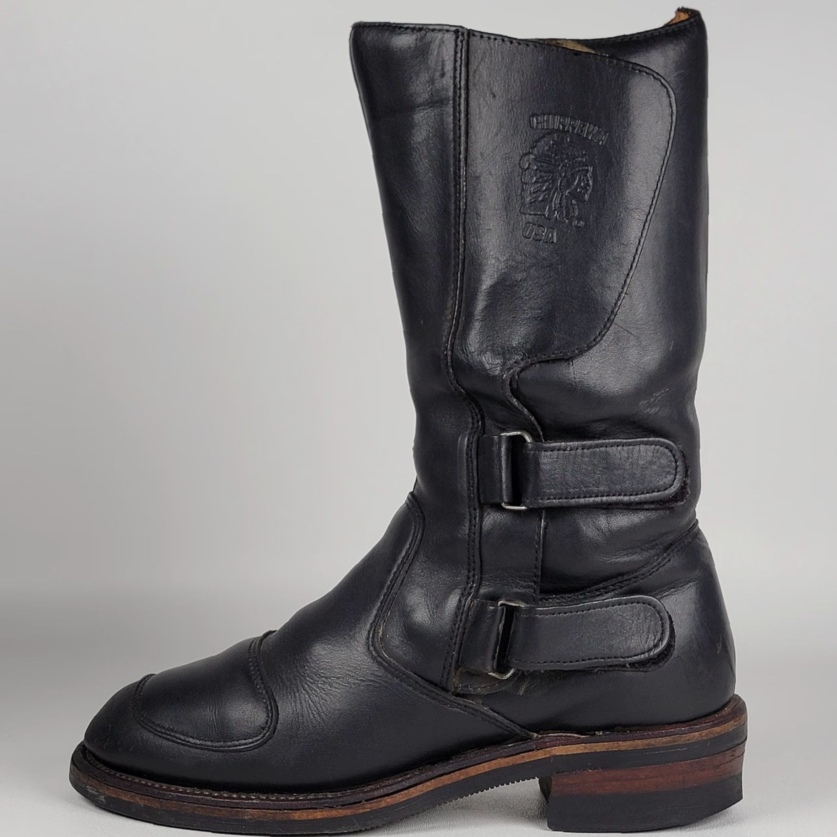 Chippewa Men's Chippewa Odessa Rally Black Leather Motorcycle Riding Boots 27862 8.5 EE Size US 9 / EU 42 - 7 Thumbnail