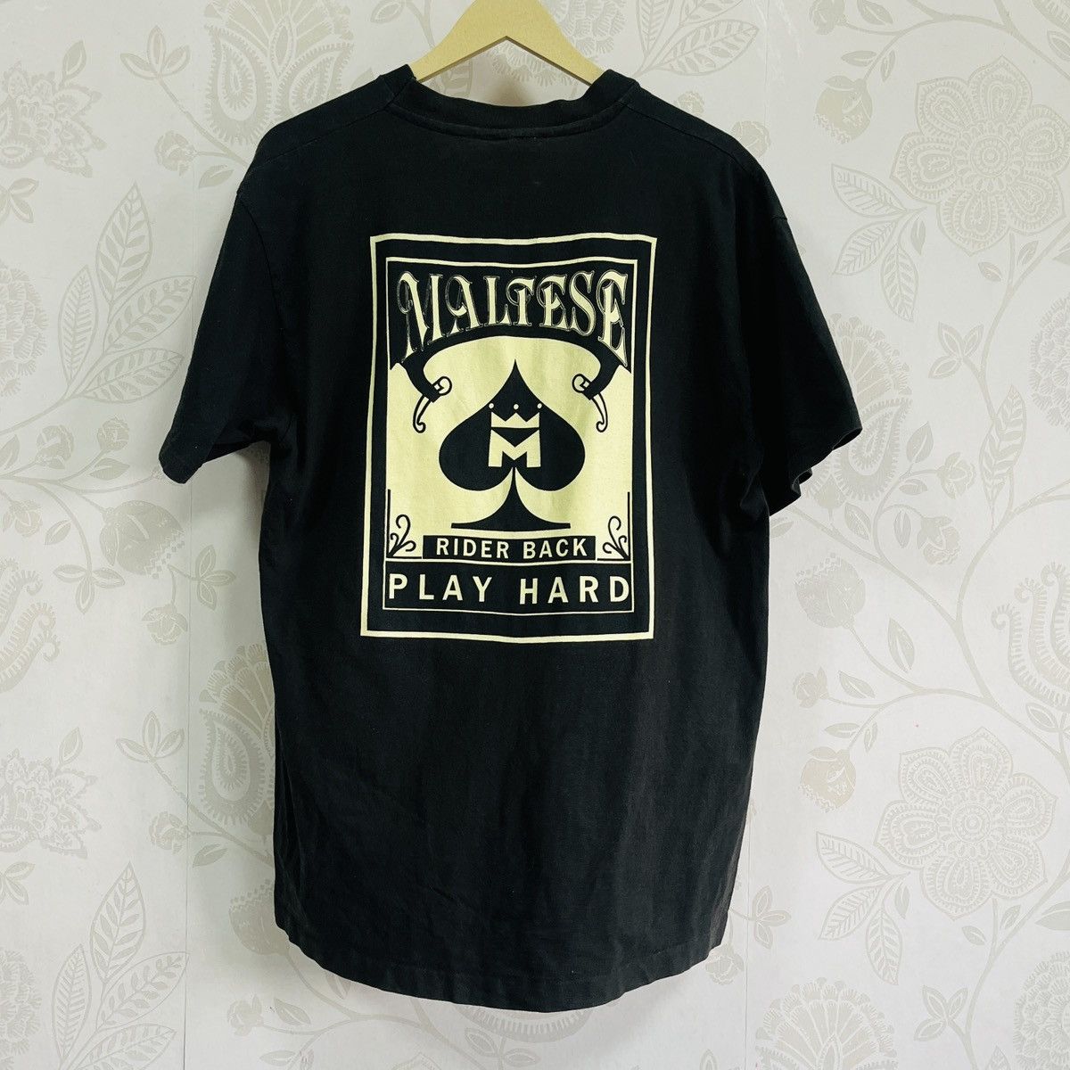 Vintage Faded Black MALTESE Rider Back Play Hard TShirt Size US L / EU 52-54 / 3 - 3 Thumbnail