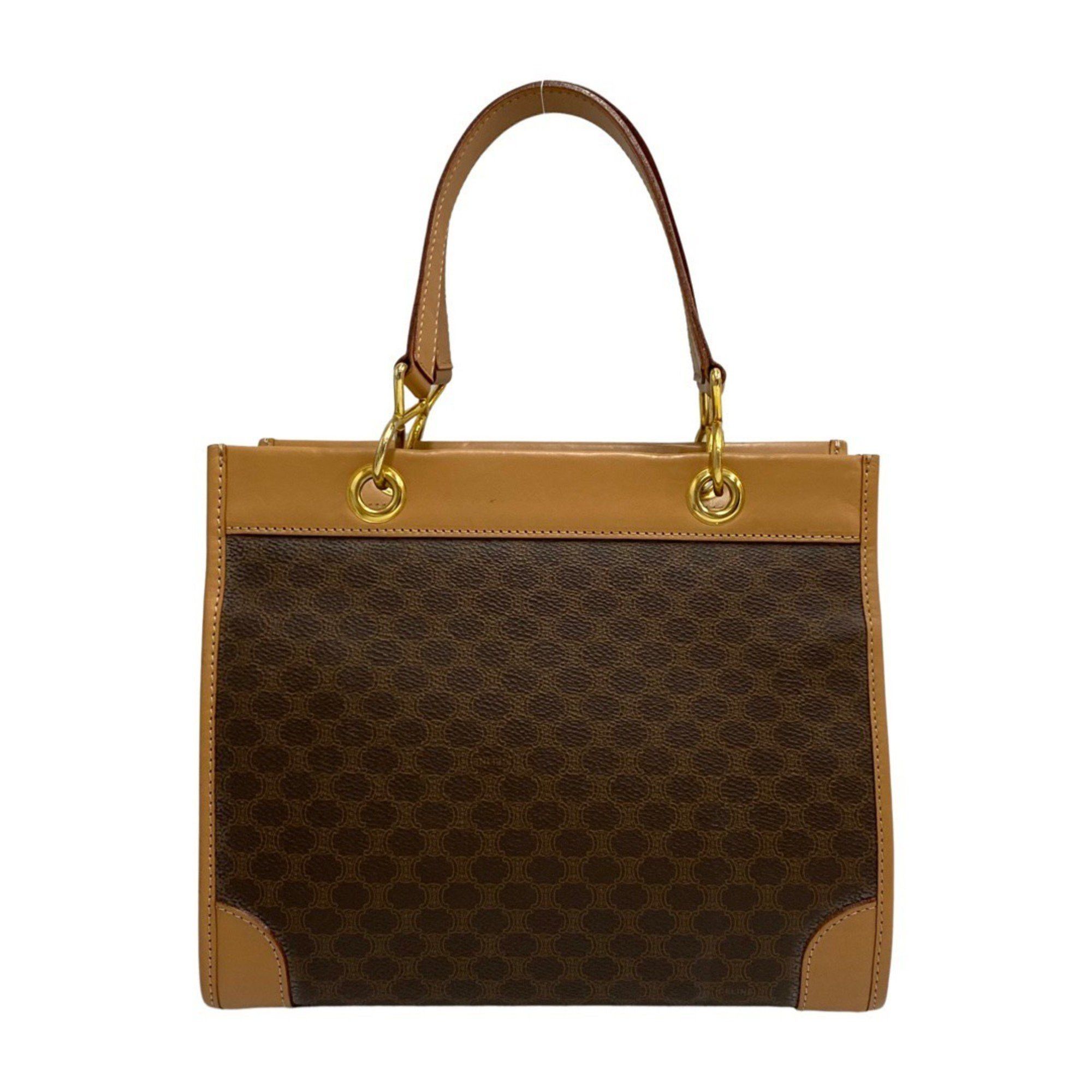 image of Celine Céline Macadam Handbag in Brown, Women's