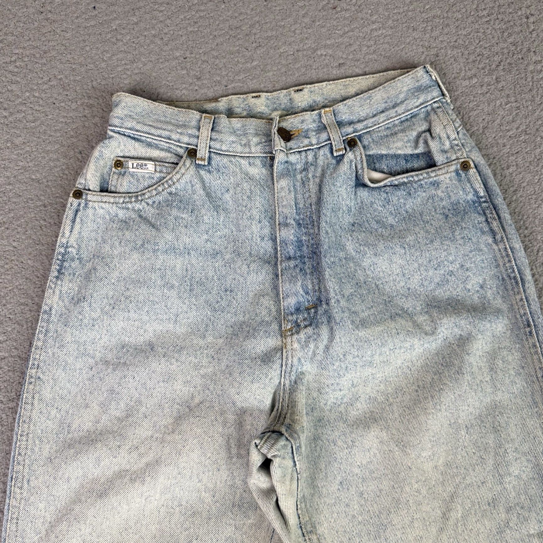 Lee VINTAGE Lee Jeans Womens 10M Blue Tapered High Waist 24x30 Distressed USA Jeans Womens Size 32" / US 10 / IT 46 - 3 Thumbnail