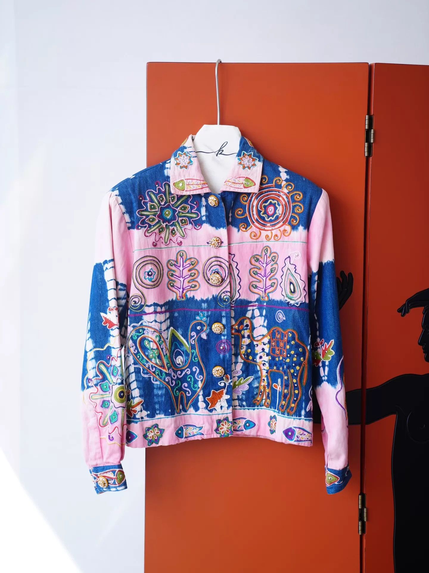 Haute Hippie Hippie Colorful Abstract Embroidery Denim Jacket Women's Size S / US 4 / IT 40 - 6 Thumbnail