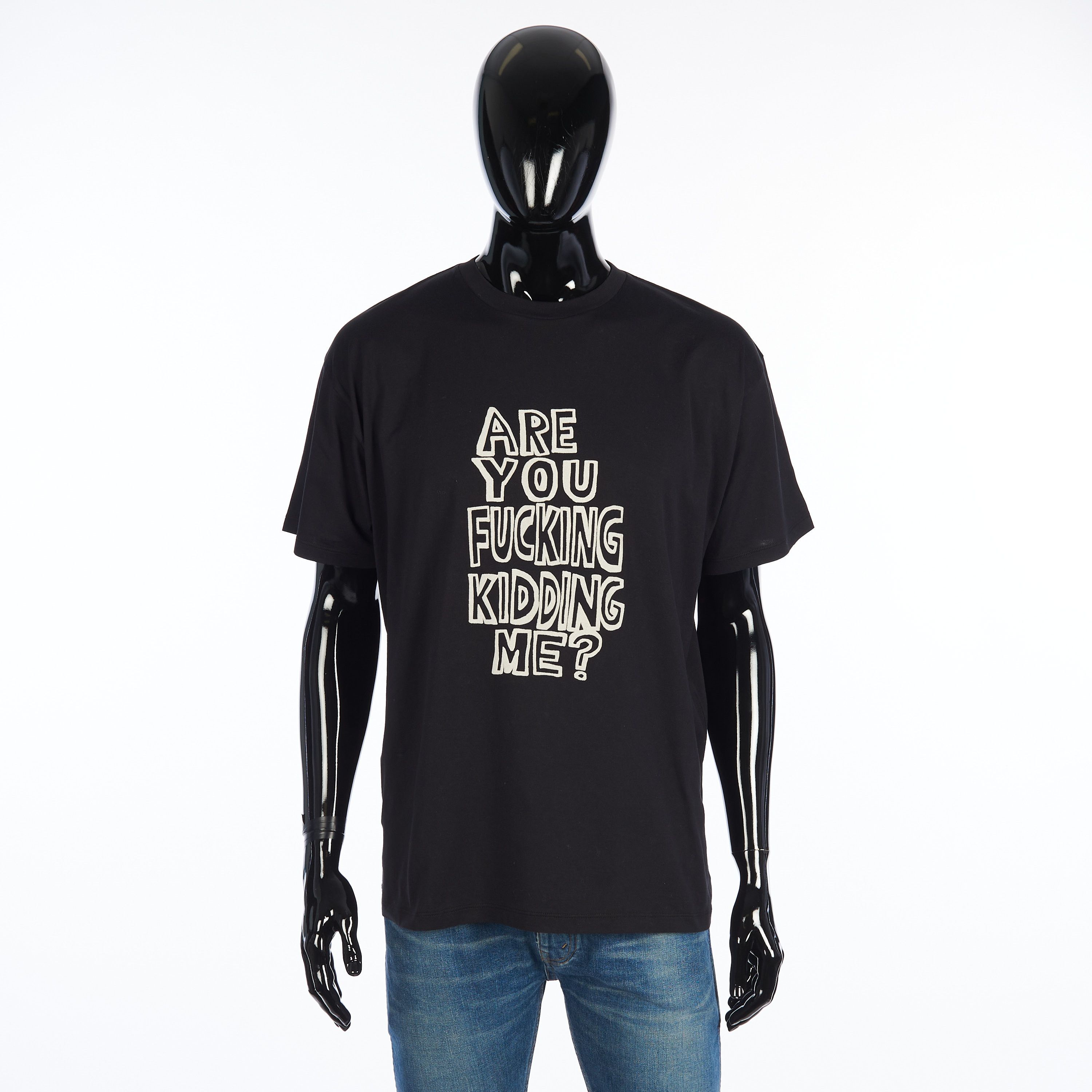 image of X Amy Sillman Black Cotton Loose Tshirt With Artist Flocking, Men's (Size Medium)