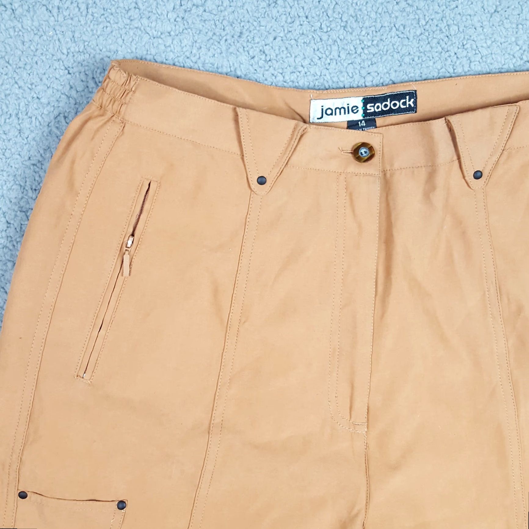 Vintage VINTAGE Jamie Sadock Beige High Waist Polyester Women's 14 Retro Tennis Golf Shorts Size 36" / US 14 / IT 50 - 2 Thumbnail