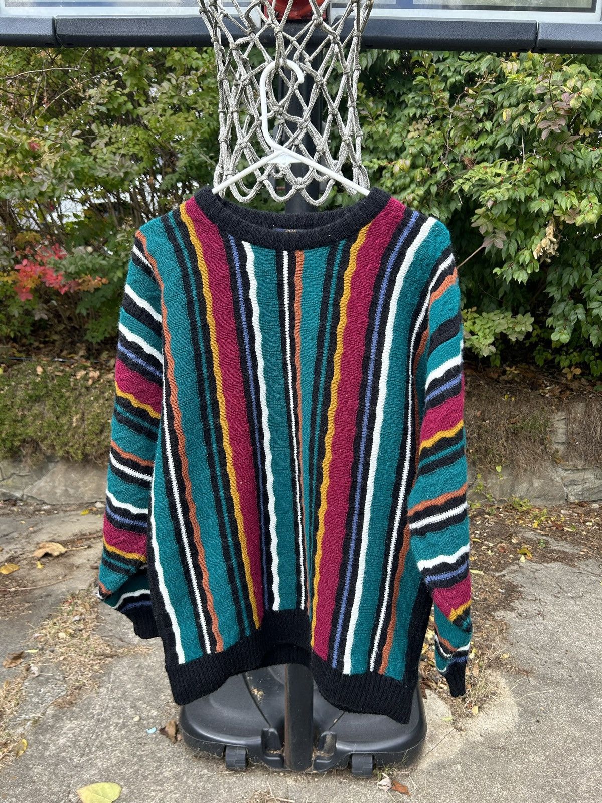 Vintage 80s deals Coogi Style Weekends Knit Multi Color Pullover Sweater Tall Medium