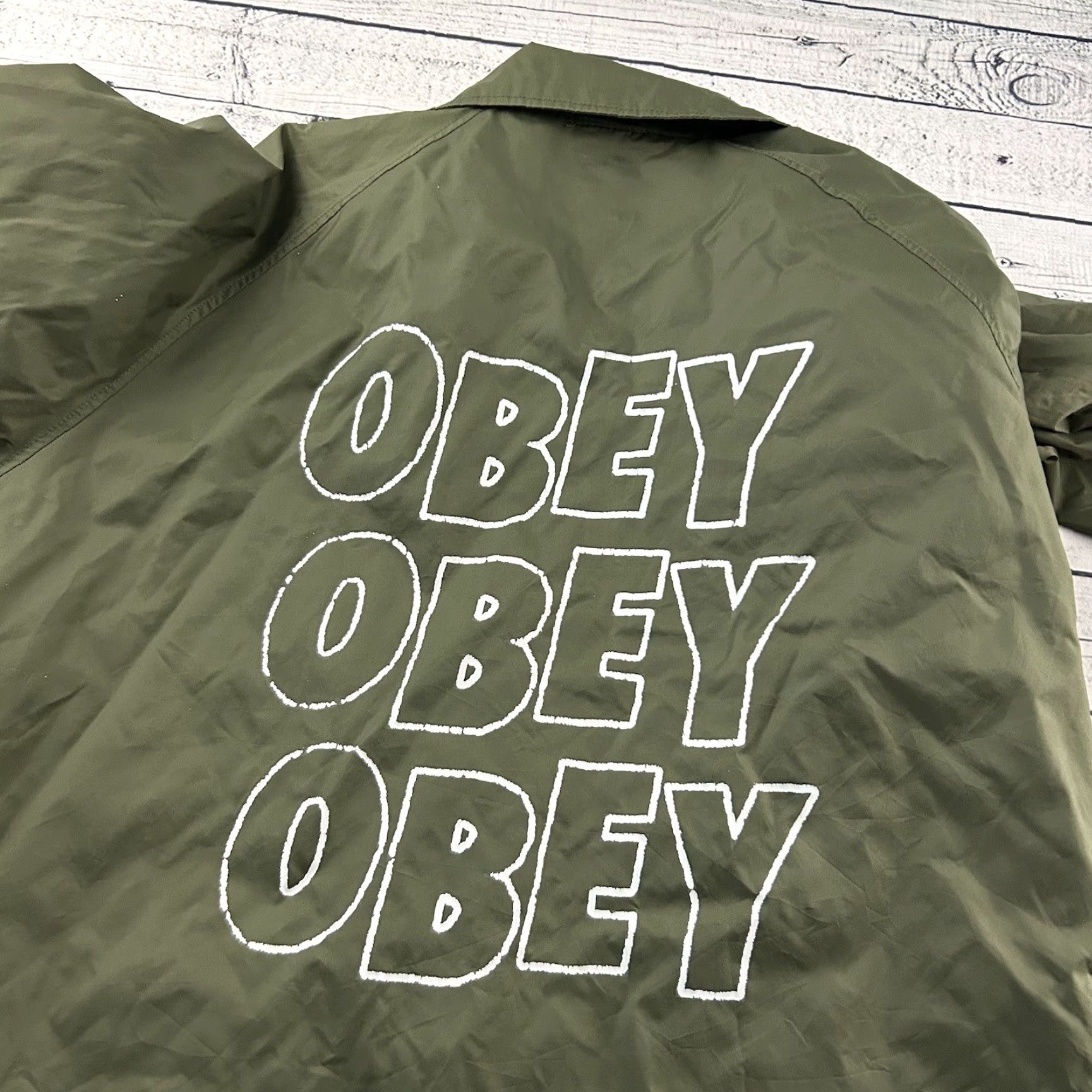 Obey OBEY Jacket Windbreaker Button Snap XL Green Men Size US XL / EU 56 / 4 - 7 Thumbnail