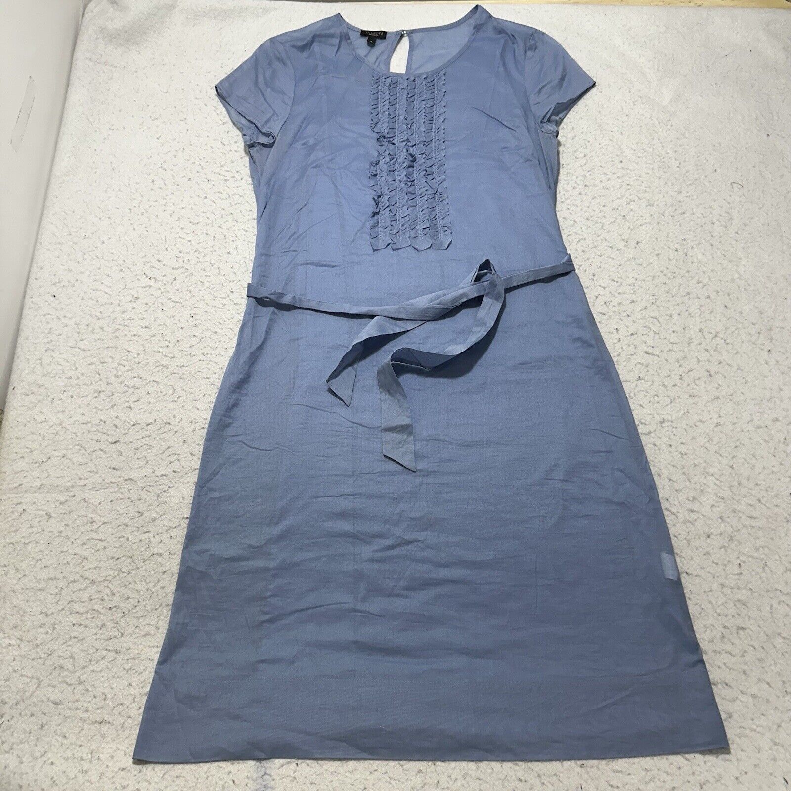 Other Talbots 4 Light Blue Ruffle Cotton Dress With Belt Size S / US 4 / IT 40 - 1 Thumbnail