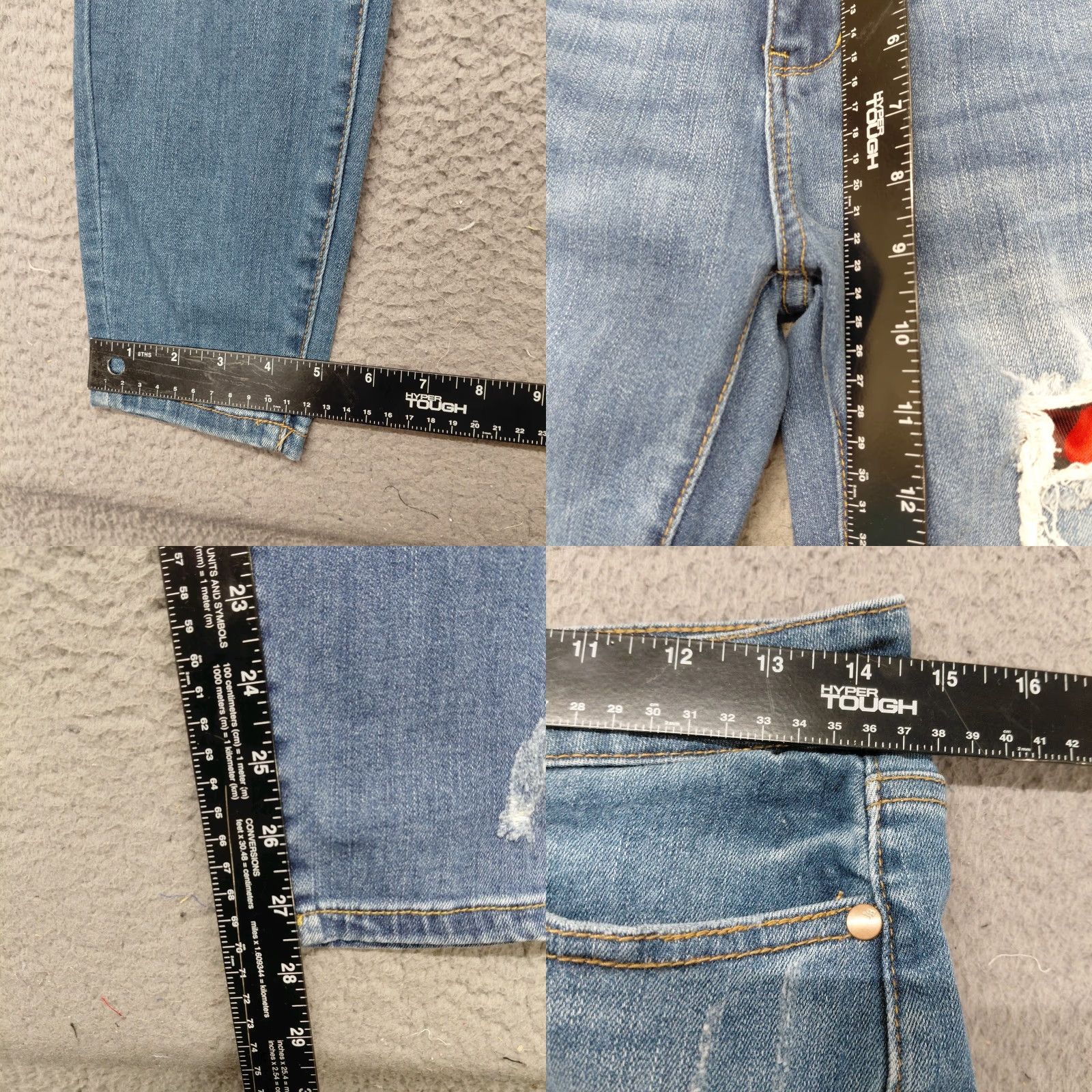Vintage Judy Blue Jeans Women's 7/28 Blue Skinny Fit Distressed Buffalo Plaid Patch Jeans Shirt? Size 28" / US 6 / IT 42 - 8 Thumbnail