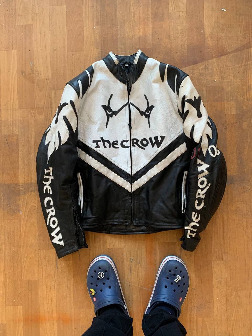 VINTAGE THE CROW MOTORCYCLE LEATHER JACKET JAPAN STYLE 90s