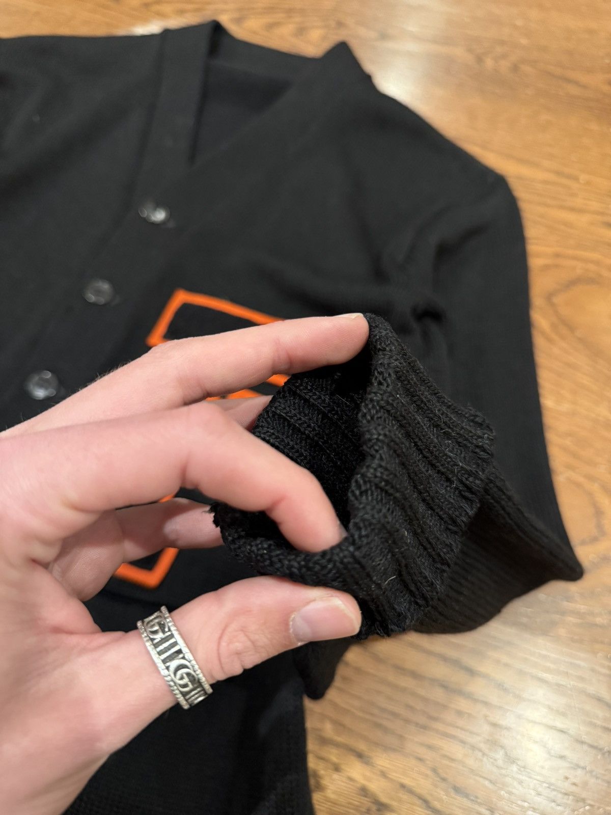 Vintage Vintage 50s 60s Black Varsity Style Cardigan Letterman F Size US L / EU 52-54 / 3 - 3 Thumbnail