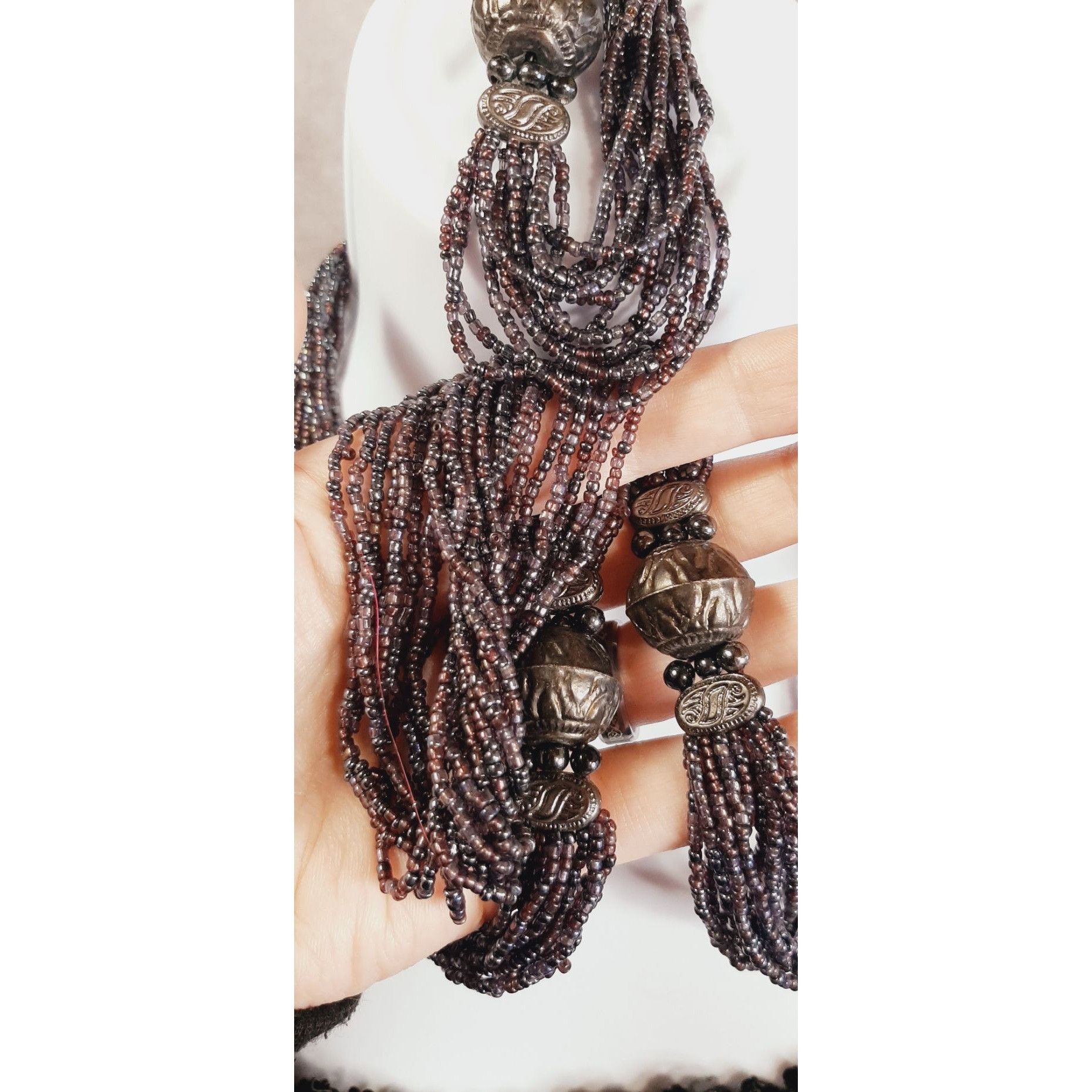 Other Purple Oil Slick Glass Beaded Necklace & Stretch Bracelet Se Size ONE SIZE - 3 Thumbnail
