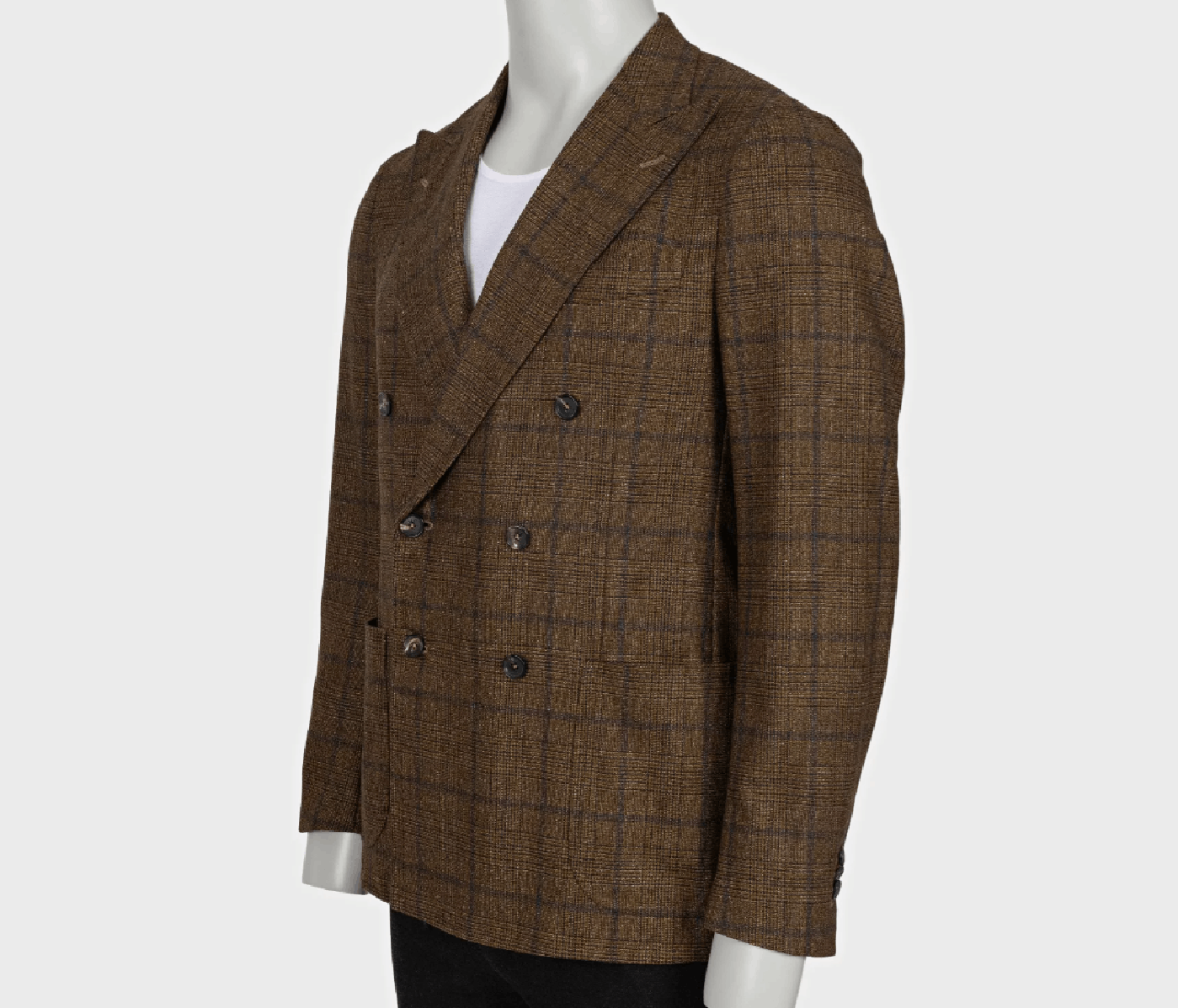 Isaia Isaia men’s brown checkered double-breasted wool jacket Size 50L - 2 Thumbnail