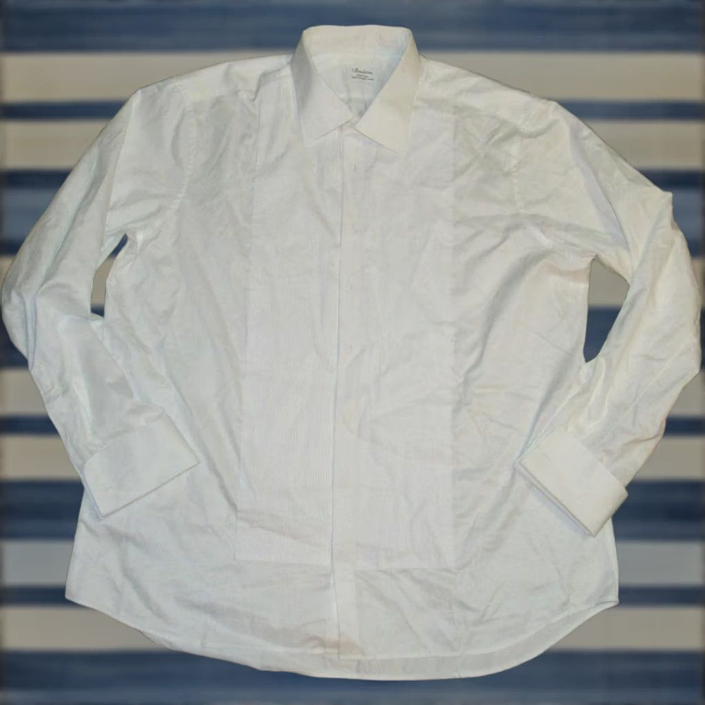Vintage STENSTROMS White Long Sleeve Tuxedo Dress Shirt 18 - 46 Mens Regular White 18-46 Shirt Mens Size 48R - 1 Thumbnail
