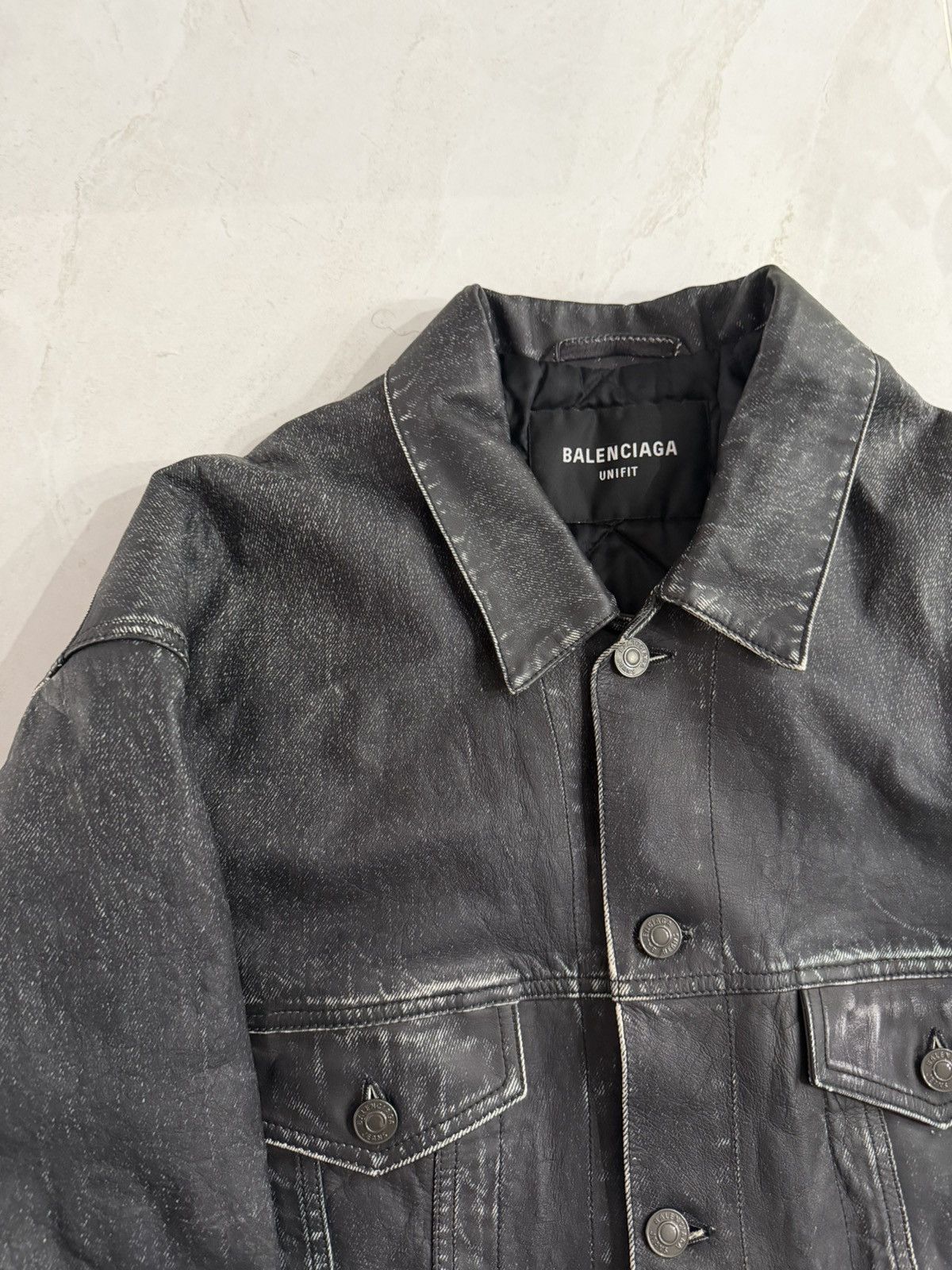 Balenciaga Balenciaga Painted Padded Leather Jacket Loeil Sz.M Size US M / EU 48-50 / 2 - 3 Thumbnail