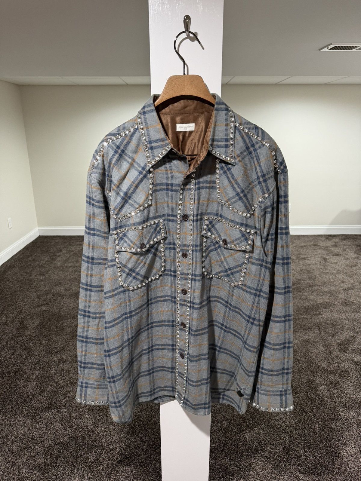 Dries Van Noten Dries Van Noten Carwick Embellsihed Crystals Plaid Shirt Size US L / EU 52-54 / 3 - 3 Thumbnail