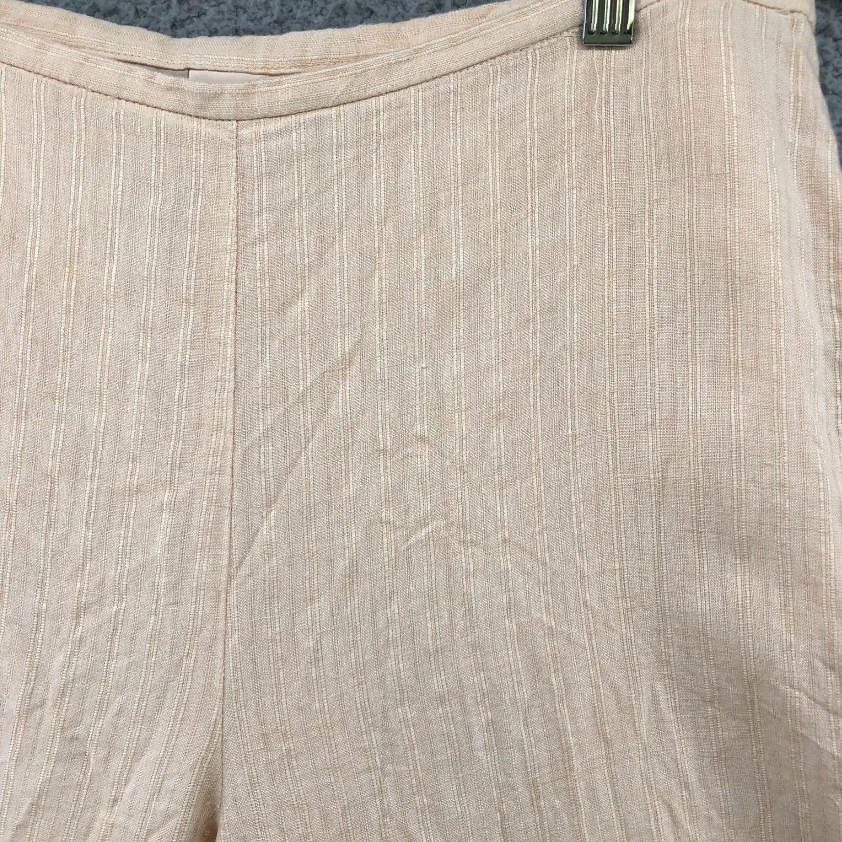 Merona Merona 100% Linen Beige Tapered Leg Dress Pants Womens Sz 12 High Rise Flat Front Size 34" / US 12 / IT 48 - 5 Thumbnail