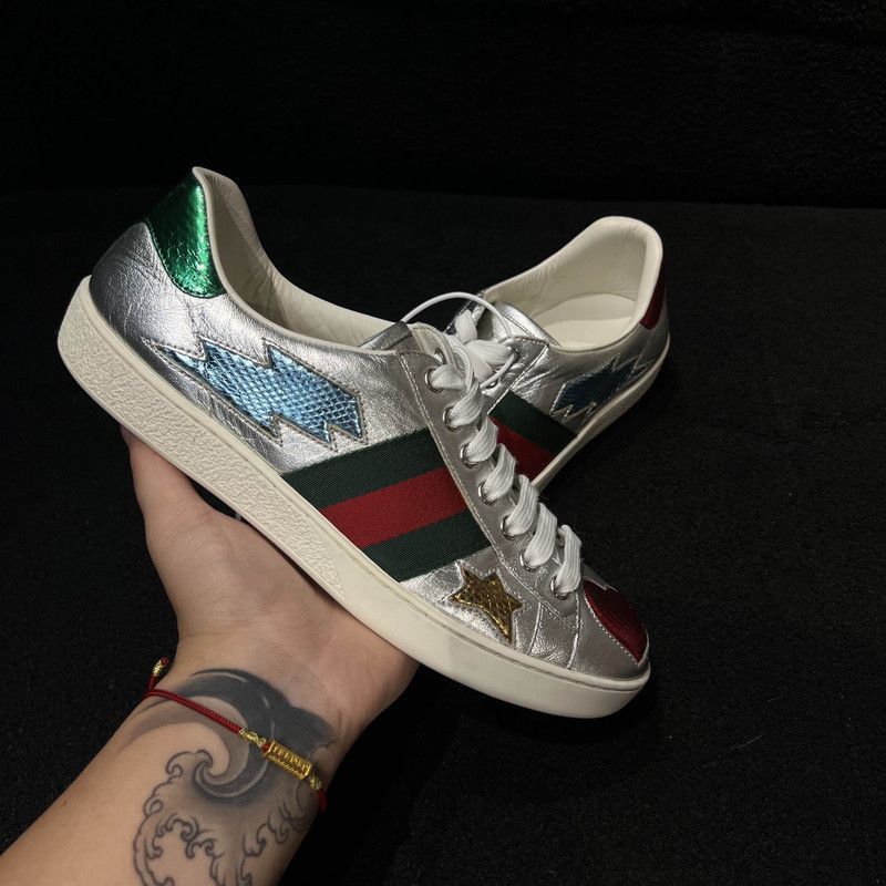 Gucci Gucci Silver Casual Sneakers with Heart Design - Size US 8.5 / EU 41-42 - 9 Thumbnail