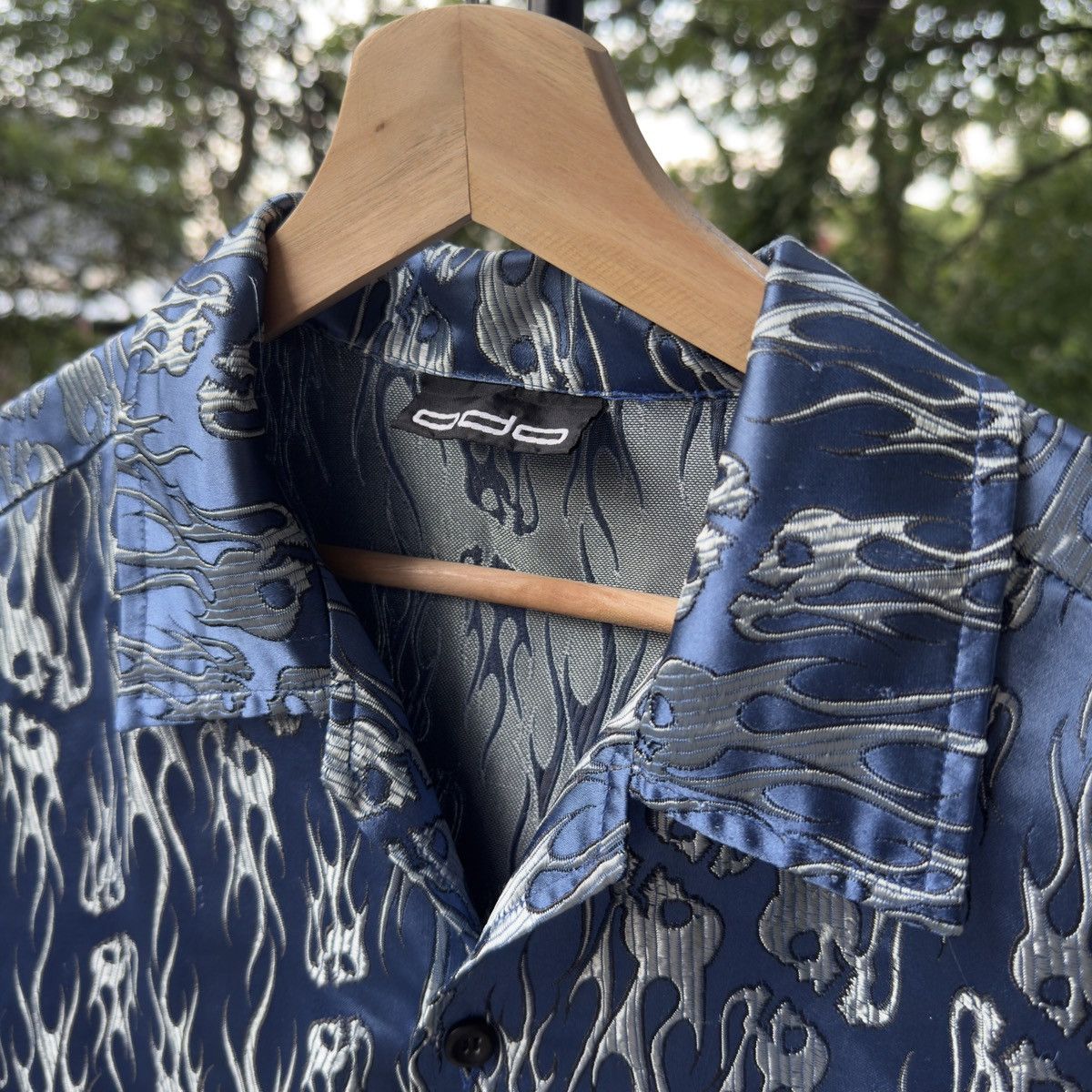 Vintage Y2K Metallic Skull Flame Shirt ERD Grunge Chrome ERL Jnco Size US L / EU 52-54 / 3 - 4 Thumbnail