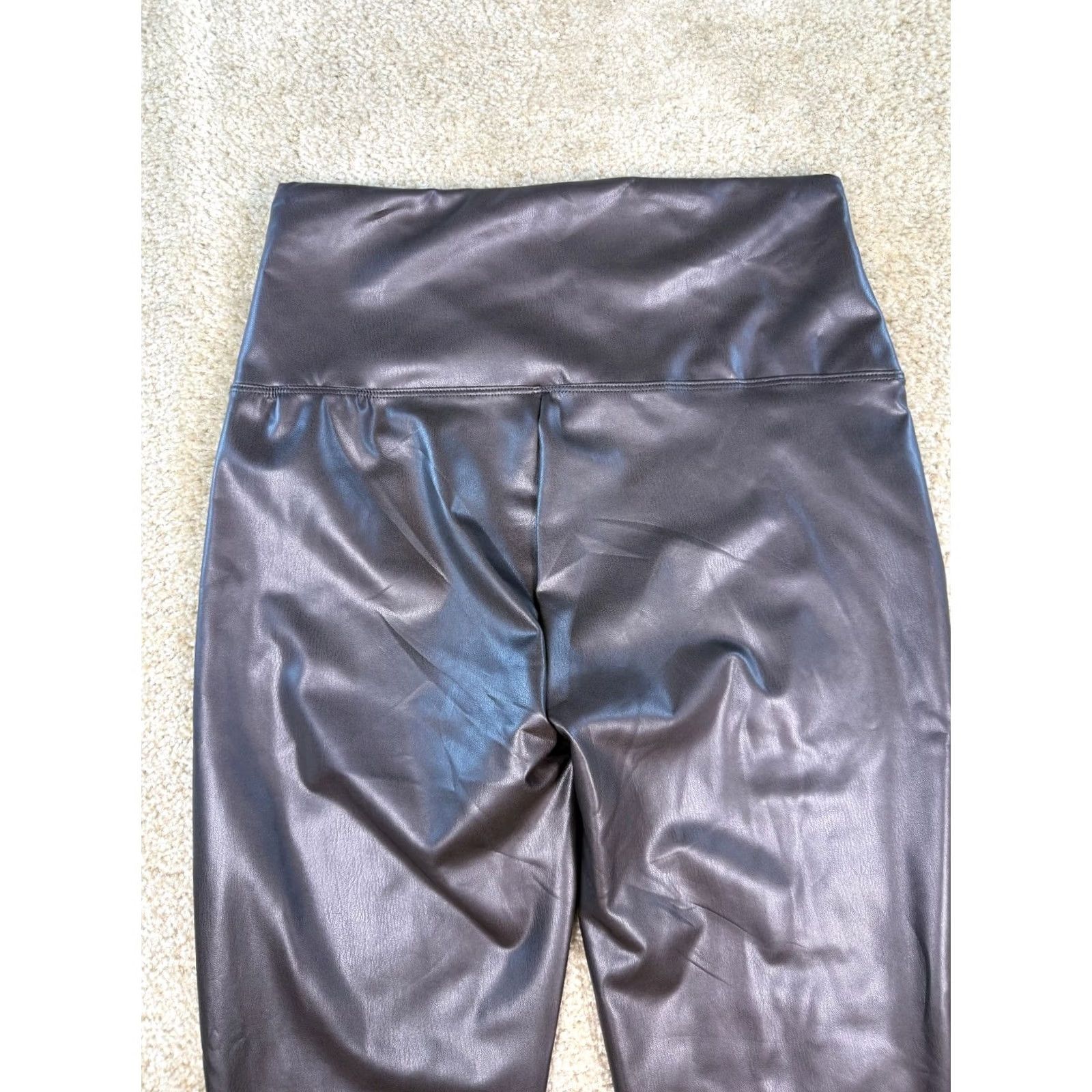 Vintage Zenana High Waist Faux Leather Leggings Pants XL Brown NWT D258 Womens Size 40" / US 18 - 4 Thumbnail