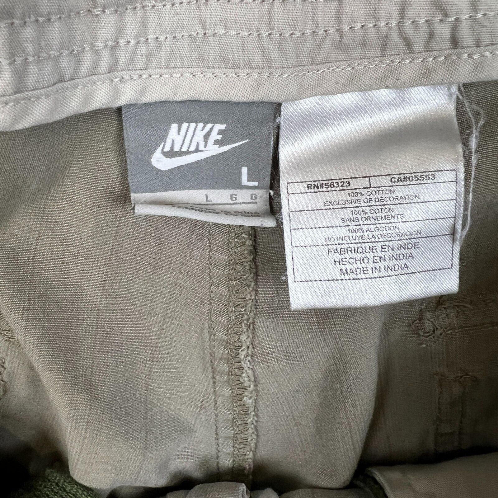 Nike × Vintage Nike Sportswear Shorts Large Swoosh Khaki Chino Cargo Pants Size US 36 / EU 52 - 6 Thumbnail