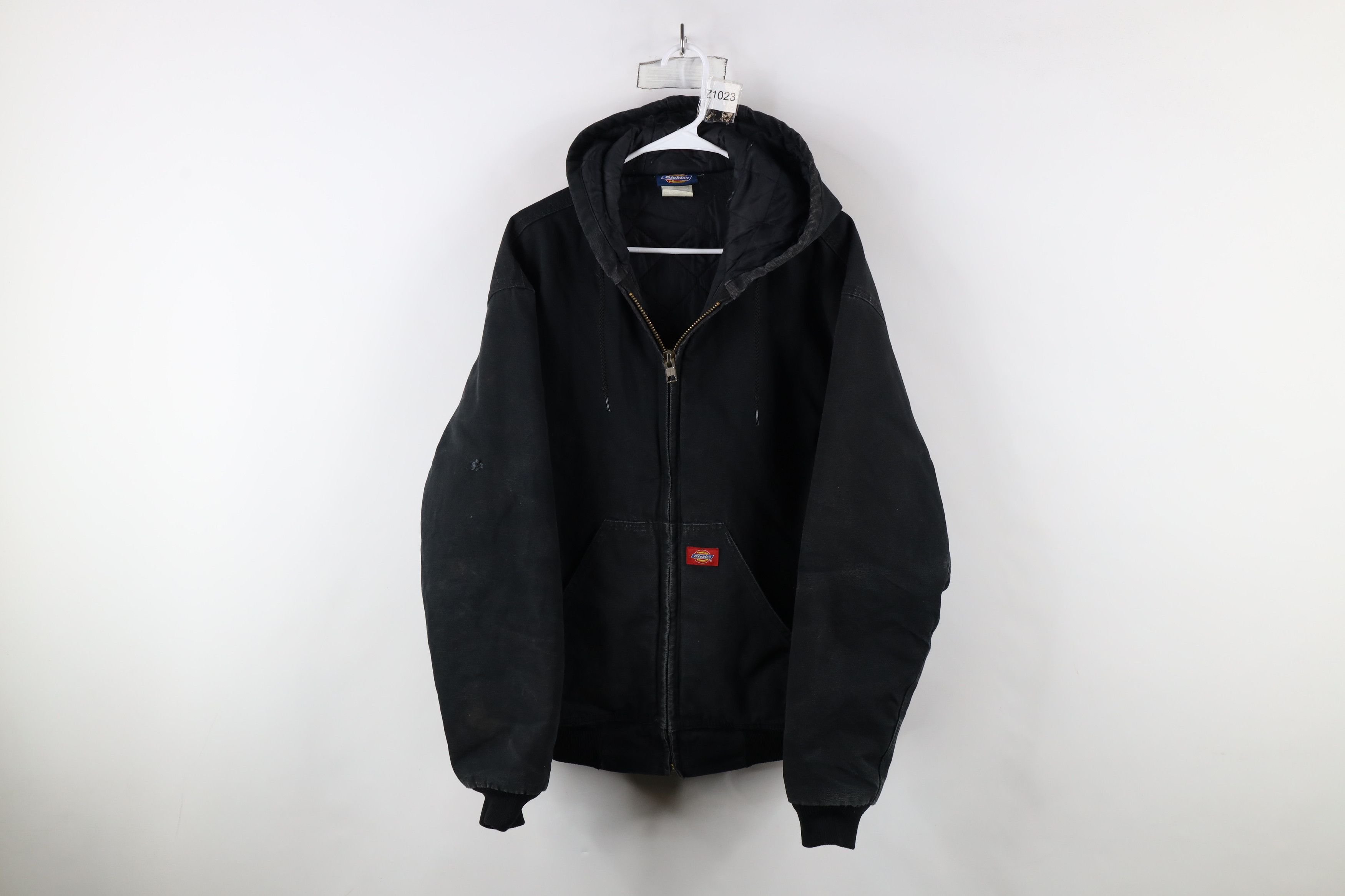 Dickies × Vintage Vintage 90s Dickies Out Quilted Canvas Hooded Jacket Black Size US XL / EU 56 / 4 - 1 Thumbnail