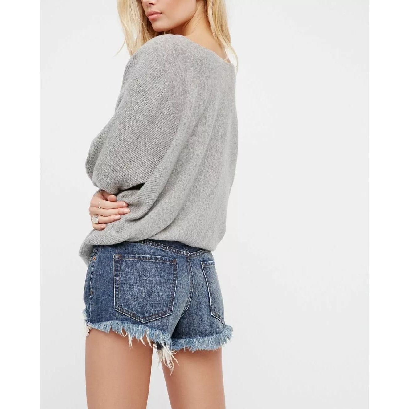 Free People New We The Free Daisy Chain Crochet Lace Denim Cutoff Shorts Size 24" / US 00 / IT 34 - 2 Thumbnail
