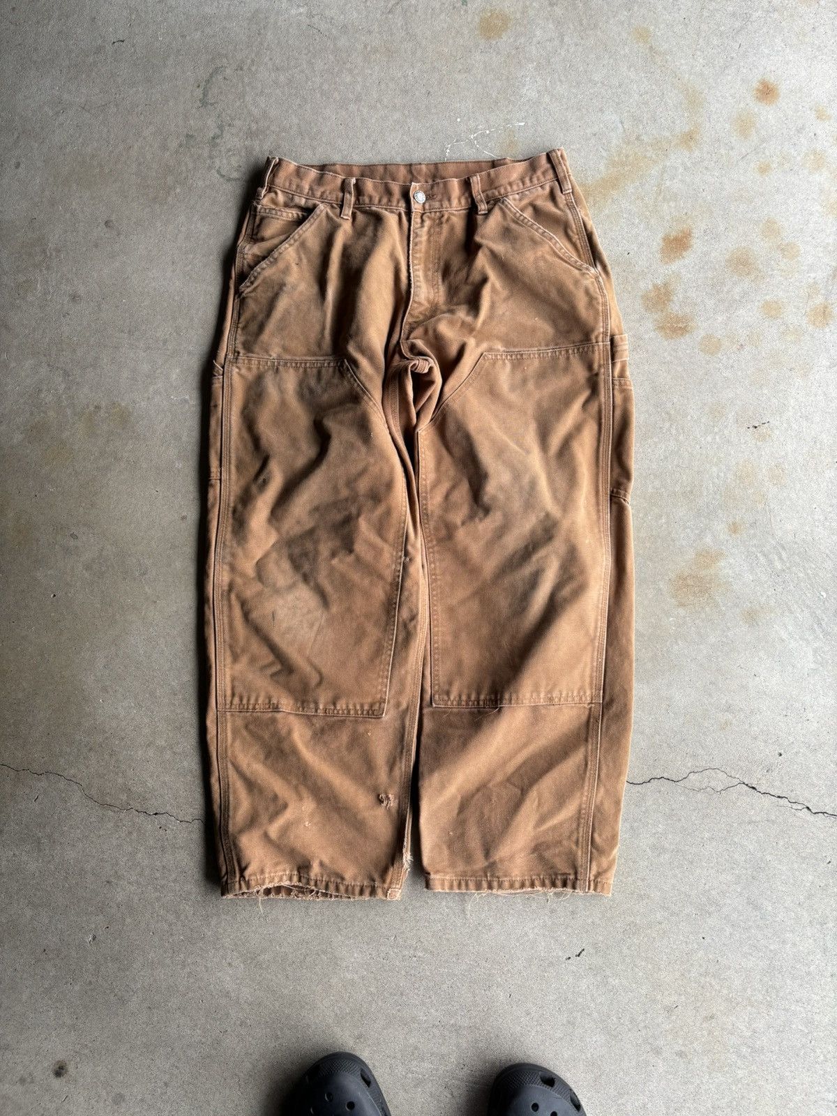 Other Vintage Dakotas Boxy Beige Distressed Double Knee Workpants Size US 32 / EU 48 - 1 Thumbnail