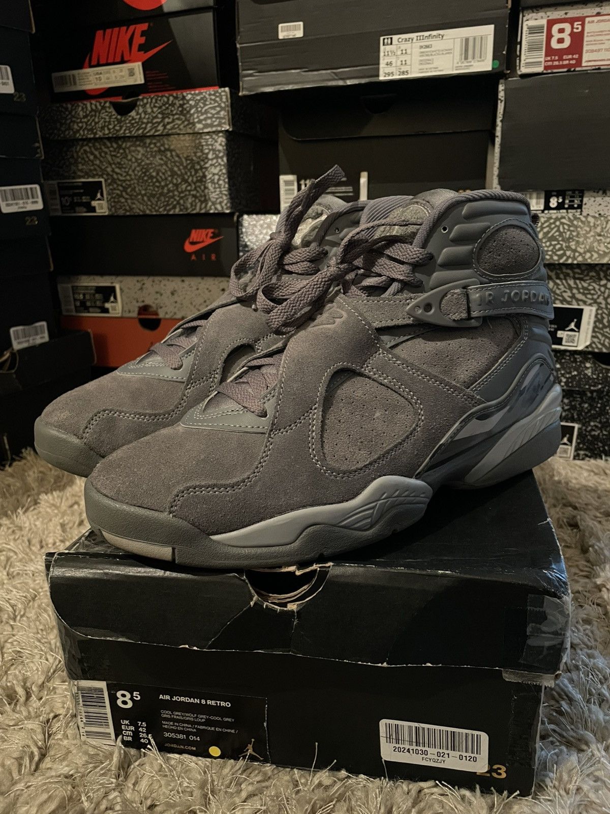 Jordan Brand Jordan 8 Cool Grey Size US 8.5 / EU 41-42 - 1 Thumbnail