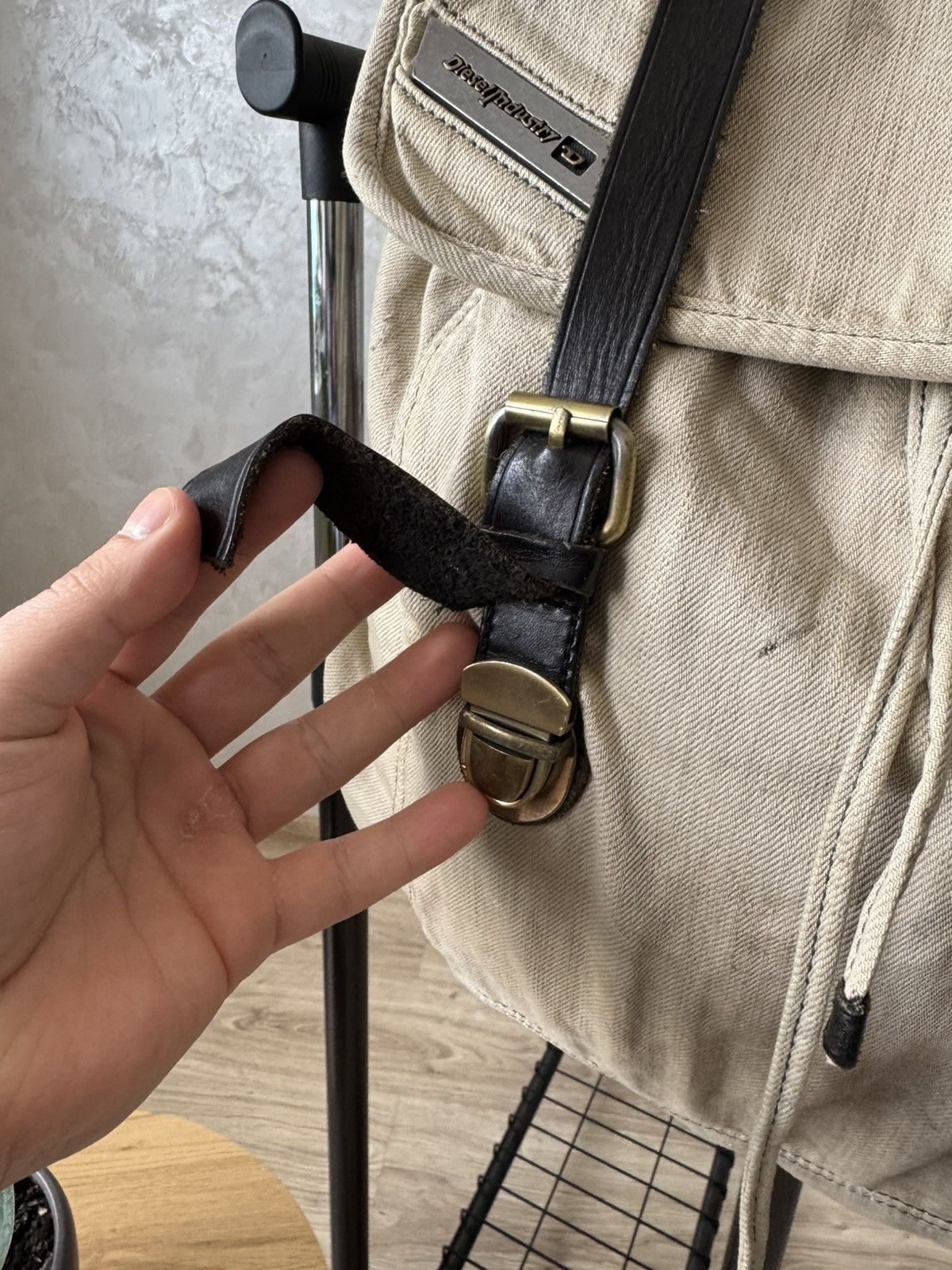 Diesel Vintage Y2K Diesel Japanese Style Beige Leather Backpack Bag Size ONE SIZE - 3 Thumbnail