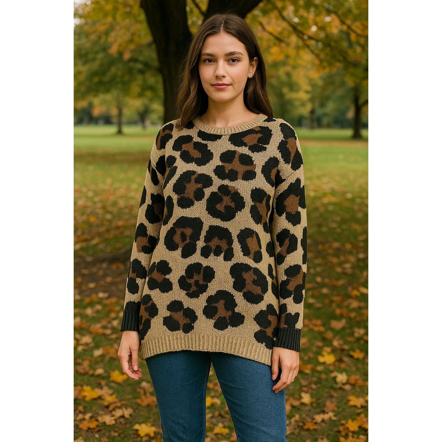 Other Boho Leopard Print Knit Pullover Sweater Mumu Mellow M Size M / US 6-8 / IT 42-44 - 1 Thumbnail