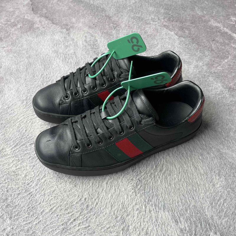 Gucci Gucci Ace Black Striped Low-Top Sneakers 0079 Size US 8.5 / EU 41-42 - 1 Thumbnail