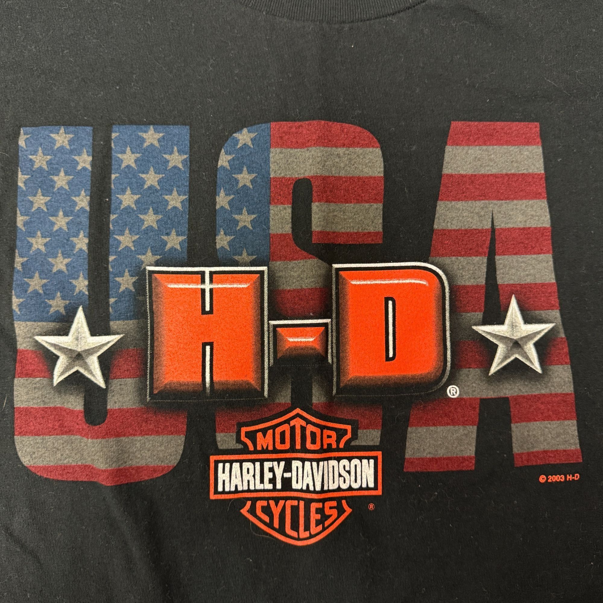 Harley Davidson Vtg USA H-D Flag Motorcycle Biker Motor FLAMES T Shirt Size US L / EU 52-54 / 3 - 2 Thumbnail