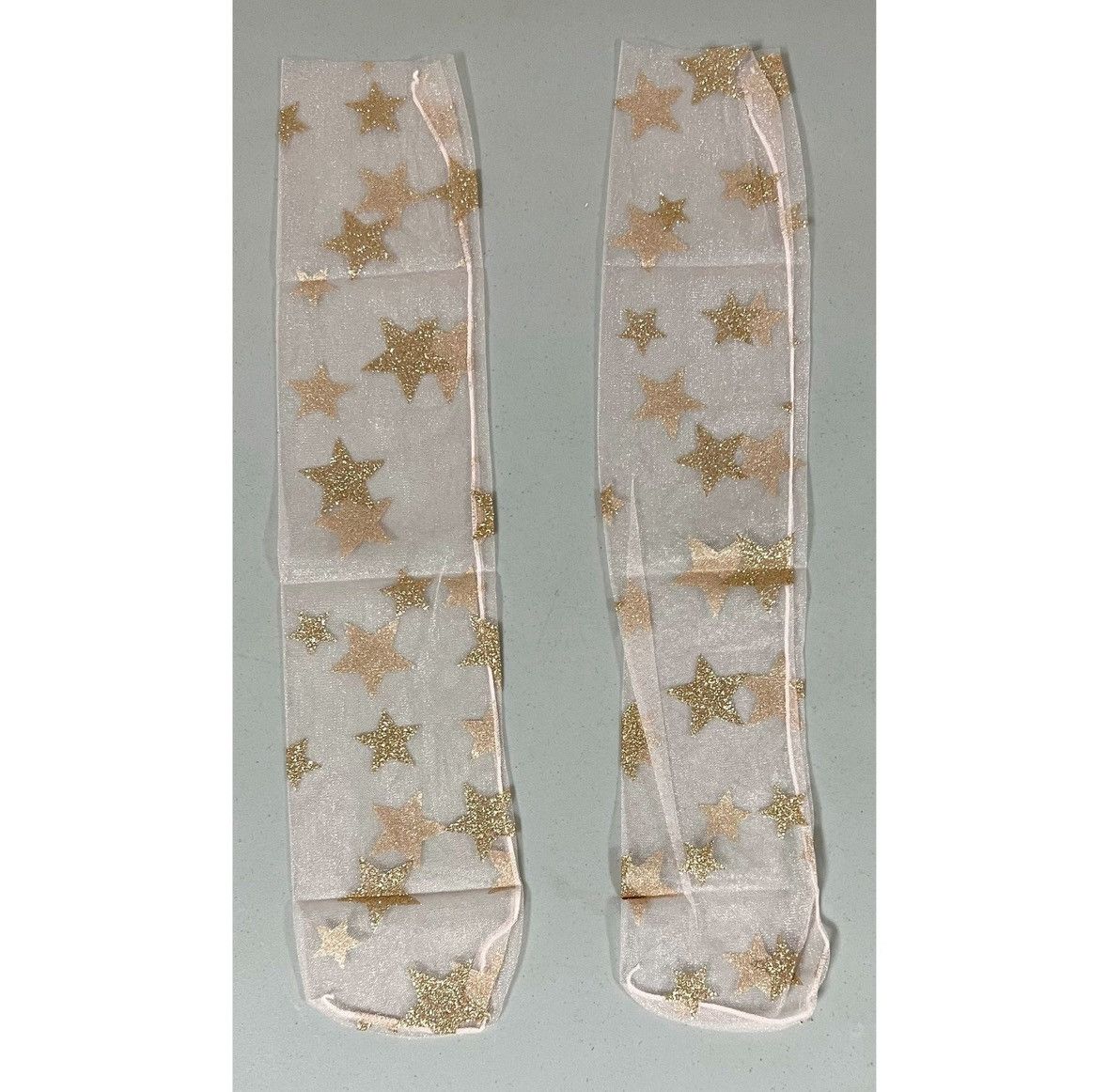Vintage Tan Gold Sheer Glitter Star Ankle Socks Hosiery Lingerie ✨ Size ONE SIZE - 3 Thumbnail