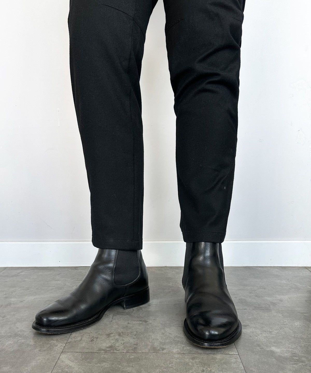 Leather x Miu Miu Boots Black Chelsea Ankle Shoes Vintage 90S, Men's (Size 7.5)