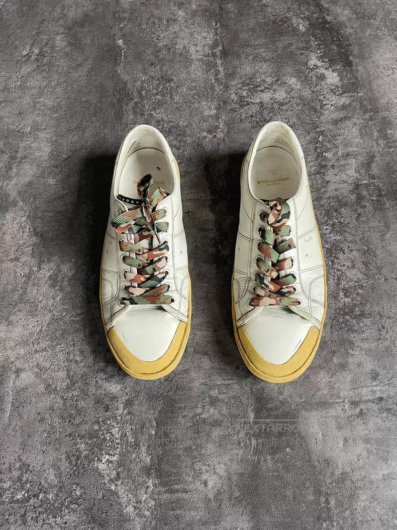 Saint Laurent Paris Saint Laurent Paris Camouflage distressed low-top sneakers Size US 10 / EU 43 - 1 Thumbnail