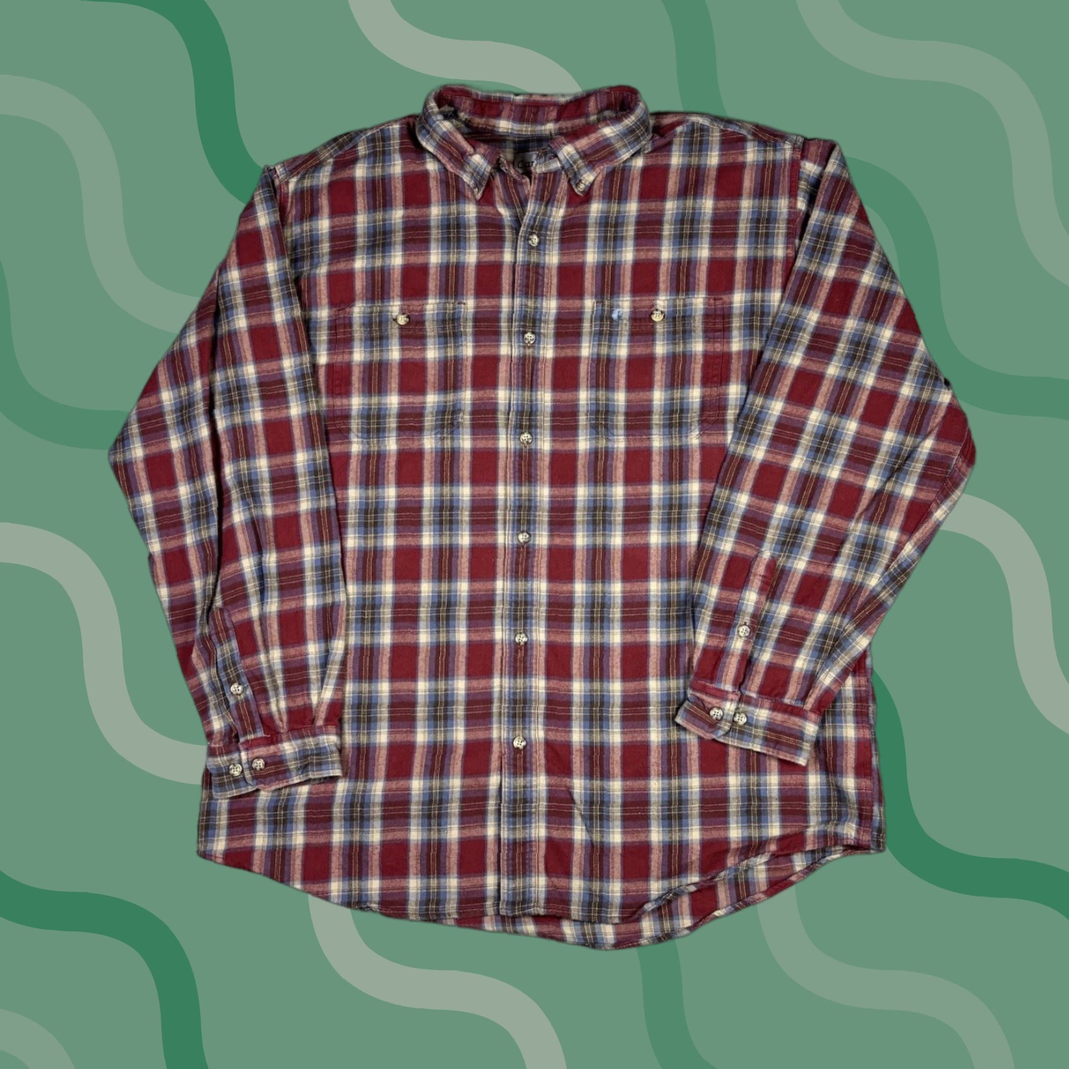 Carhartt VINTAGE Carhartt Shirt Mens 2XL Red Plaid Flannel Heavyweight Button-Up Workwear Size US XXL / EU 58 / 5 - 1 Thumbnail