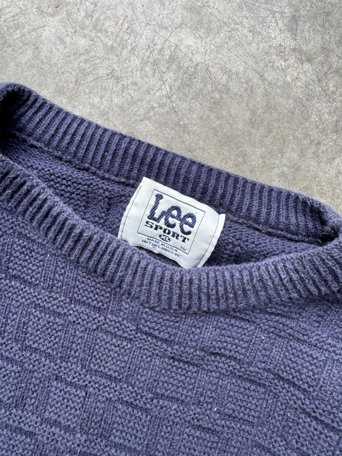 Lee × Vintage Vintage 90’s/00’s Lee Square Knit Navy Sweater Size US XL / EU 56 / 4 - 4 Thumbnail