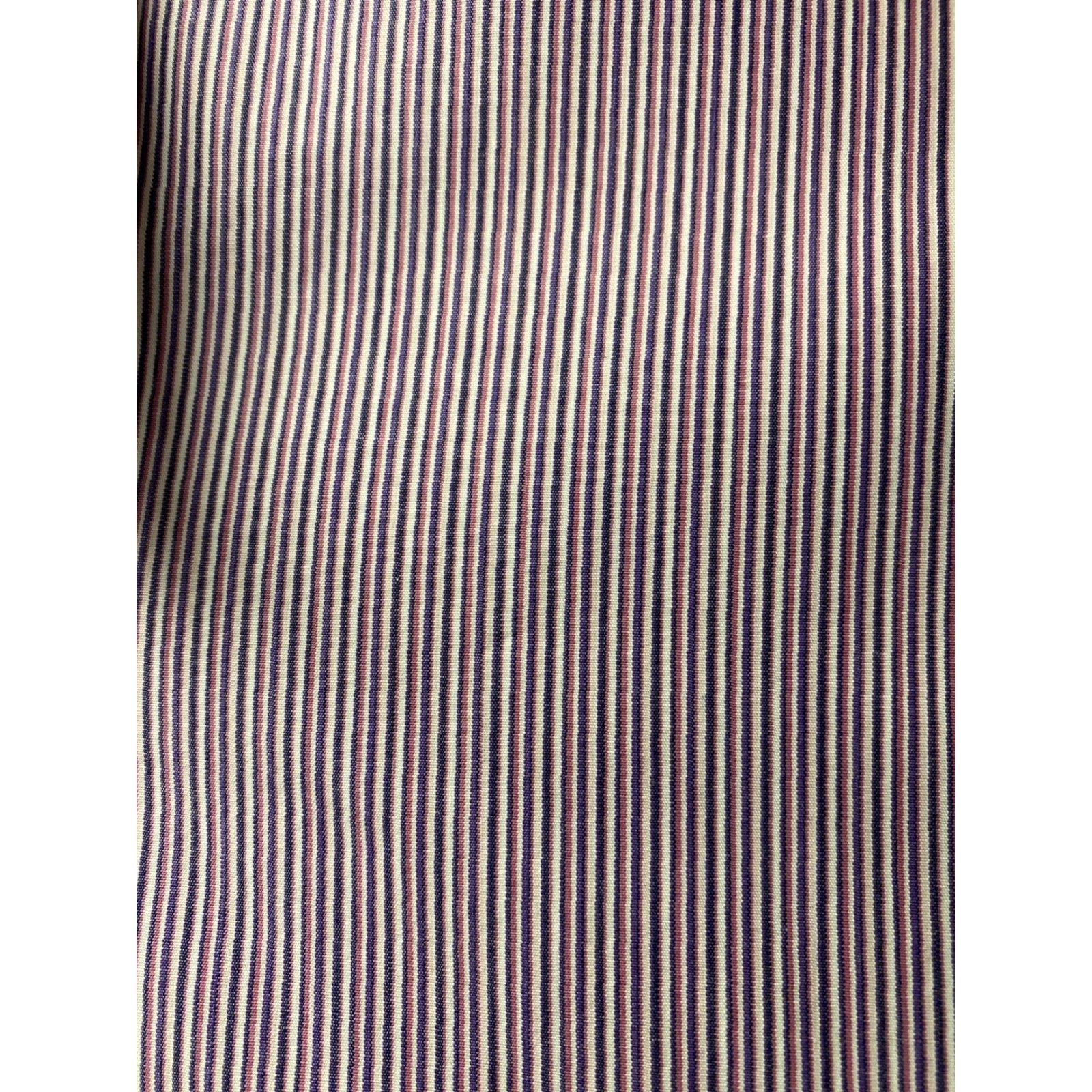 Nordstrom VINTAGE Nordstrom Shirt Mens Size 16.5 Striped Cotton Woven Italy /161-39 Dark Pink Button-Down Collar Long Sleeve Casual Regular Fit USA Shirt Mens Size US L / EU 52-54 / 3 - 7 Thumbnail