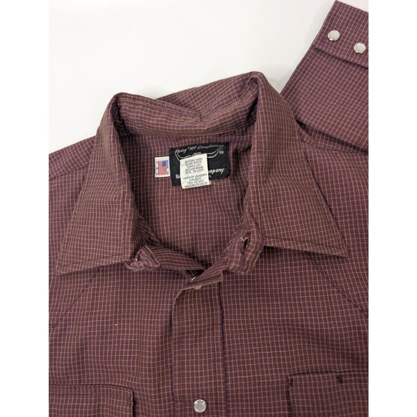 Vintage VINTAGE Flying R Ranchwear Shirt Western Cowboy 90s Striped Red Cotton Polyester Long Sleeve Snap Button-Up Size L Mens Size US L / EU 52-54 / 3 - 7 Thumbnail