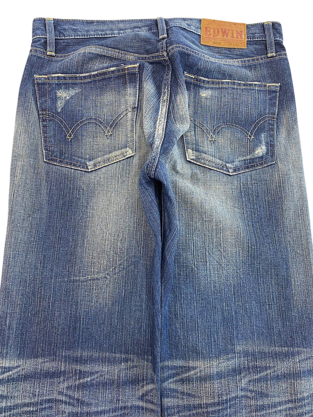 Edwin Edwin Ripped Faded Wash Style Straight Leg Jeans Size US 33 - 4 Thumbnail