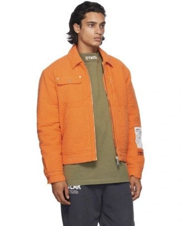 image of Heron Preston Trucker Jacket Size M Orange, Men's