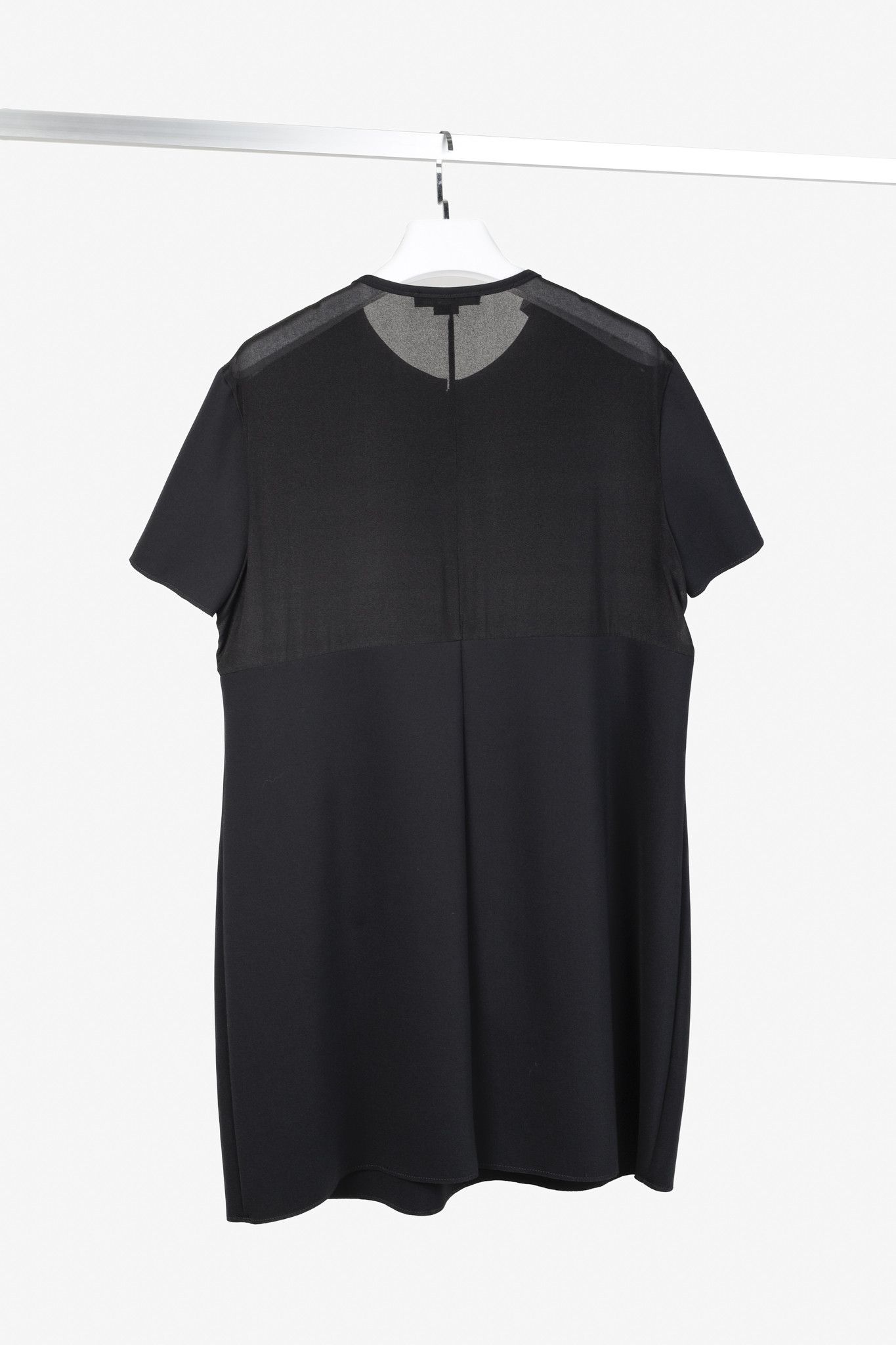 Marie Saint Pierre Marie Saint Pierre Black Neoprene Ruffle-Shoulder Mini Dress Size XL / US 12-14 / IT 48-50 - 2 Thumbnail