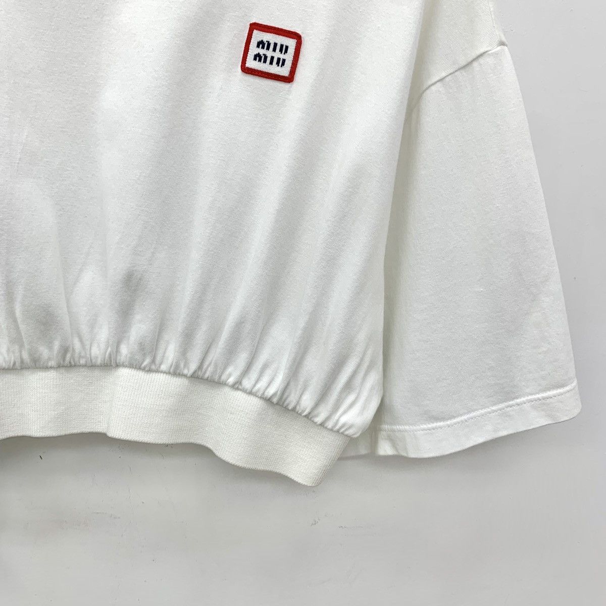 Miu Miu Miu Miu 2022 White Logo Intarsia Short Sleeve T-shirt K26WX Size M / US 6-8 / IT 42-44 - 4 Thumbnail