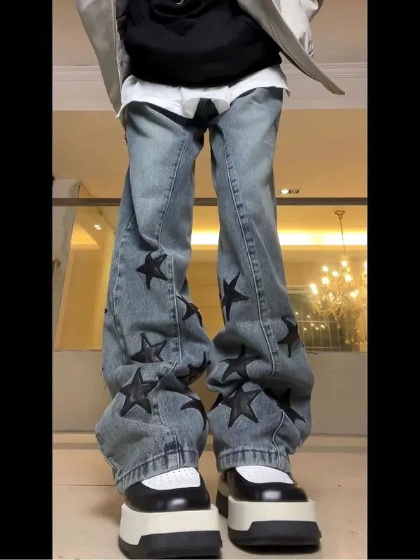 Japanese Brand VIBE Street hip-hop five-pointed star skinned bootcut jeans Size US 34 / EU 50 - 2 Thumbnail